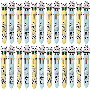 10 in 1 retractable ballpoint pen multicolor pens all in one stylish 10 color pens 05mm for office school stationery students children birthday return gift for boys amp girls 24 panda