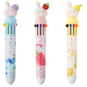 10 in 1 retractable ballpoint pen multicolor pens all in one stylish 10 color pens 05mm for office school stationery students children birthday return gift for boys amp girls 3 rabbit