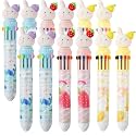 10 in 1 Retractable Ballpoint Pen, Multicolor Pens All in One, Stylish 10 color Pens 0.5mm for Office School stationery Students Children Birthday Return Gift for Boys &amp; Girls (12, Rabbit)