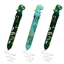 10 in 1 Retractable Ballpoint Pen, Multicolor Pens All in One, Stylish 10 color Pens 0.5mm for Office School stationery Students Children Birthday Return Gift for Boys &amp; Girls (3, Dinosaur)