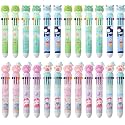 10 in 1 Retractable Ballpoint Pen, Multicolor Pens All in One, Stylish 10 color Pens 0.5mm for Office School stationery Students Children Birthday Return Gift for Boys &amp; Girls (24, Bear)