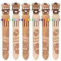 10 in 1 Retractable Ballpoint Pen, Multicolor Pens All in One, Stylish 10 color Pens 0.5mm for Office School stationery Students Children Birthday Return Gift for Boys &amp; Girls (6, Bear)