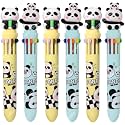 10 in 1 Retractable Ballpoint Pen, Multicolor Pens All in One, Stylish 10 color Pens 0.5mm for Office School stationery Students Children Birthday Return Gift for Boys &amp; Girls (6, Panda)