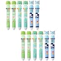 10 in 1 Retractable Ballpoint Pen, Multicolor Pens All in One, Stylish 10 color Pens 0.5mm for Office School stationery Students Children Birthday Return Gift for Boys & Girls (12, Bear)