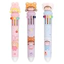 10 in 1 Retractable Ballpoint Pen, Multicolor Pens All in One, Stylish 10 color Pens 0.5mm for Office School stationery Students Children Birthday Return Gift for Boys & Girls (3, Girl)