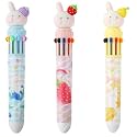 10 in 1 Retractable Ballpoint Pen, Multicolor Pens All in One, Stylish 10 color Pens 0.5mm for Office School stationery Students Children Birthday Return Gift for Boys &amp; Girls (3, Rabbit)