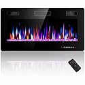 Electactic 36-Inch Electric Fireplace, 12 Flame Colors, Remote Control