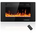 Electactic Electric Fireplace 30 inch, Recessed and Wall Mounted Electric Fireplace with Remote Control, Fireplace Heater, Linear Fireplace with Timer, Adjustable Flame Color, 750w/1500w, Black