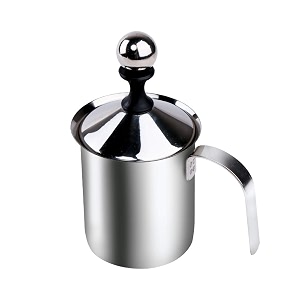 electomania milk frother for coffee manual milk frother stainless steel hand pump milk frother cappuccino coffee frother double froth pump 400ml