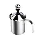 Electomania Milk Frother for Coffee, Manual Milk Frother, Stainless Steel Hand Pump Milk Frother, Cappuccino Coffee Frother Double Froth Pump (400ml)