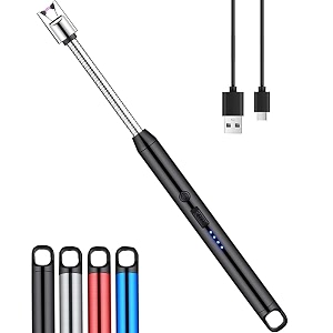 electric arc lighter rechargeable usb-c 360 flexible neck windproof flameless for bbq grill camping kitchen