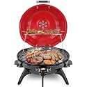 Electric BBQ Grill Techwood 15-Serving Indoor/Outdoor Electric Grill for Indoor & Outdoor Use, Double Layer Design, Portable Removable Stand Grill, 1600W (Countertop BBQ Grill)