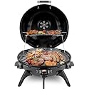 Electric BBQ Grill Techwood 15-Serving Outdoor Electric Grill for Party, Patio & Backyard, Double Layer Design, Portable Removable Stand Grill, 1600W (Countertop Black BBQ Grill)