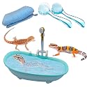 Electric Bearded Dragon Bathtub with 2Pcs Reptile Bath Brush and 1Pcs Lizard Towel, Bearded Dragon Pool, Bearded Dragon Swimming Pool with Faucet, Bearded Dragon Accessories, Bath for Bearded Dragon