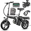 Electric Bike for Adults and Teens, 560-740W Motor, 20-25MPH Compact Commuter Folding Ebike, 32 Miles Range, 48V 10Ah Battery, 3-Level Pedal Assist, 14" Foldable Electric Bicycle, UL 2849 Certified