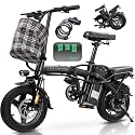 Electric Bike for Adults and Teens, 750W Peak Motor, 20-25MPH Compact Commuter Folding Ebike, 32 Miles Range, 48V 10Ah Battery, 3-Level Pedal Assist, 14" Foldable Electric Bicycle, UL 2849 Certified
