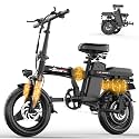 Electric Bike for Adults Teens, 800/1200W Peak Folding Ebike, 22/25MPH &amp; 30/45 Miles Range, 14" Commuting Ebike with Dual Suspension &amp; Dual Brake, 3-Speed Modes, Portable Electric Mini Bike