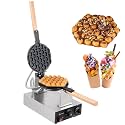 Electric Bubble Waffle Maker, 1400W Non-Stick Double-Side Heating for Home and Commercial Use, Stainless Steel Design