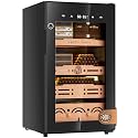 Electric Cigar Humidor Cabinet up to 600 Cigars, Temperature & Humidity Control System-75L Cooling Fridge with Cedar Wood Shelves Digital LED Screen Fingerprint Safety Lock Home & Commercial Use
