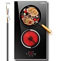 Electric Cooktop 12 Inch - 2 Burner Countertop &amp; Built-in Ceramic Cooktop, Electric Stove Top with Glass Protection Metal Frame, 9 Heating Level, 3000W, 220-240V Hard Wire(No Plug)