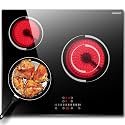 Electric Cooktop 24 Inch 240V 3 Burner, 5200W 240V Hard Wired