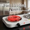 Electric Double Burner Coil Cooktop Portable Countertop Cooking Stove with Dual Heating Plates Temperature Control for Home Kitchen Dorm Office Camping and Travel Use 1PCS