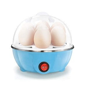 electric egg boiler automatic electric smart egg boiler machine with auto shut off 350 watts stainless steel heating plate capacity of 7 eggs kitchen appliances blue
