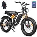 Electric Fat Bike for Adults 1500-2000W Peak Motor, 28-35 MPH, 48V 18Ah Removable Battery, 16-26" x 4.0 Fat Tire E-Bike , 65 Miles Long Range Off-Road Bicycle 500LBS Capacity Dual Suspension, 5-7Speed