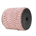 Electric Fence Wire Stainless Steel Conductive Rope 500M White Red Highly Visible Anti Rust Multi Strands Livestock Fencing for Farmers Animals Enclosure Durable Nylon Material