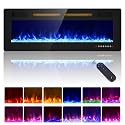 Kucreiheat Electric Fireplace-50 inch Fireplace Wall Mount/Recessed/Free Standing-Ultra Thin Wall Fireplace Electric with Remote Control, Timer, Double Heat Vent, 750w/1500w
