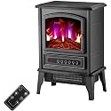 Electric Fireplace, Electric Fireplace Stove Heater, Recessed and Wall Mounted Freestanding Fireplace with Wood Burning LED Light, Remote Control