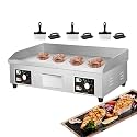 Electric Flat Top Grill/Commercial Griddle Countertop Steak Bacon Fryer/Stainless Steel Non-Stick Coating for Easy Cleaning/Dual Temperature Control Knob: 50°C-300°C,4400,3500W