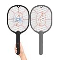 Electric Fly Swatter 2 Pack (Black & Gray), High-Voltage Bug Zapper Racket for Mosquitoes & Flies, Safe Protective Mesh, Indoor/Outdoor AA Batteries Required, Not Included