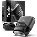Tulzim Electric Foil Shaver for Men: Cordless Electric Razor for Face & Beard - 3 Floating Blades, 100-Min Runtime, USB-C Fast Charge, IPX7 Waterproof for Travel, Charcoal Black