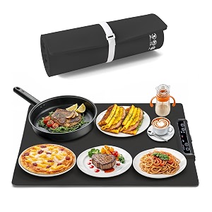 nobula electric warming tray charcoal - portable amp foldable food warming mat for buffets countertops amp parties - 3 adjustable temperature settings