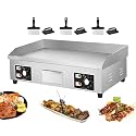 Electric Griddle, Commercial Flat Top Grill, Stainless Steel Steak Bacon Fryer, Countertop Burger Bacon Grill Plate Pancake Maker, with 3 Cleaning Shovels & 3 Cleaning Br,3500W