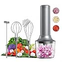 Electric Hand Mixer with Whisk, Handheld Electric Whisk, Hand Blender Set for Mini Food Processor, Rechargeable Cordless Handheld Mixer, Small Food Chopper for Dicing, Mincing, and Puree, 4-Speed,10Oz
