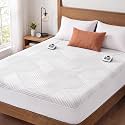 Electric Heated Mattress Pad King Size Dual Control Bed Warmer, Deep Pocket, Side Storage Pouch for Controller, Machine Washable, 3D Air Layer Fabric, 78"x80", Grey