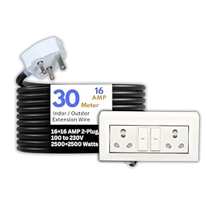 hoopvool electric heavy duty extention board 1616a for indoor amp outdoor use cable with 3-pin big plug and multi-socket supports 100-230v 25002500 watts 2500w2500w 16a16a with switch 30 m