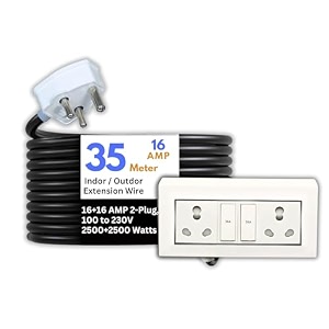 hoopvool electric heavy duty extention board 1616a for indoor amp outdoor use cable with 3-pin big plug and multi-socket supports 100-230v 2500w2500w 16a16a with switch 35 m