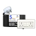 HoopVool® Electric Heavy Duty Extention Board, 16+16A, for Indoor &amp; Outdoor Use, Cable with 3-Pin Big Plug and Multi-Socket Board Supports 100-230V (2500W+2500W, 16A+16A, with Switch, 5 M)