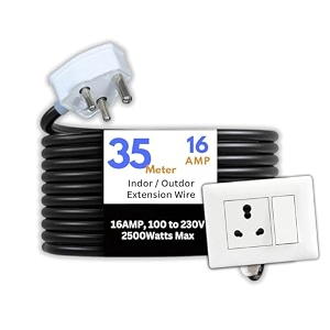 hoopvool electric heavy duty extention board 16a for indoor amp outdoor use cable with 3-pin big plug and multi-socket supports 100-230v 2500 watts 2500w 16a big plug 35 m