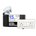 HoopVool® Electric Heavy Duty Extention Board, 6+16A, for Indoor &amp; Outdoor Use, Cable with 3-Pin Big Plug and Multi-Socket Supports 100-230V, 2000+2500 Watts (2000W+2500W, 6A+16A, with Switch, 15 M)