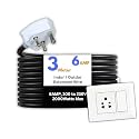 HoopVool® Electric Heavy Duty Extention Board, 6A, for Indoor &amp; Outdoor Use, Cable with 3-Pin Small Plug and Multi-Socket Supports 100-230V, 2000 Watts (2000W, 6A, Small Plug, 3 M)