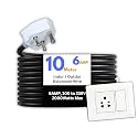 HoopVool® Electric Heavy Duty Extention Board, 6A, for Indoor &amp; Outdoor Use, Cable with 3-Pin Small Plug and Multi-Socket Supports 100-230V, 2000 Watts (2000W, 6A, Small Plug, 10 M)