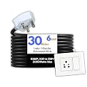 HoopVool® Electric Heavy Duty Extention Board, 6A, for Indoor &amp; Outdoor Use, Cable with 3-Pin Small Plug and Multi-Socket Supports 100-230V, 2000 Watts (2000W, 6A, Small Plug, 30 M)