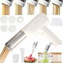 Electric Idiyappam Maker, 2025 New Handheld Electric Pasta Maker, 5-In-1 Cordless Pasta Machine, Multi-Function Noodle Pressing Machine, Automatic Household Noodle Pressing Machine, 5 Molds (Beige)
