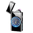 Electric Lighter - USB Rechargeable, Flameless, Windproof Dual Arc Lighter with LED Battery Indication for Candles, Outdoor Camping, Fireworks (Classic Black)