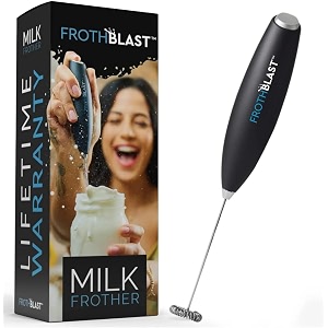 frothblast electric milk frother with stand handheld whisk beater foam maker for mocktails coffee latte matcha foamer cappuccino lemonadebatteries are not included black