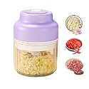 Electric Mini Garlic Chopper Set, 2026 New Small Garlic Chopper Mincer, Electric Food Chopper Tool, USB Rechargeable, Wireless Veggie Grinder, for Mashing Onion, Garlic, Chili, Ginger (Purple, 320ml)